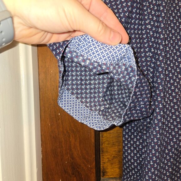Johnston Murphy Geometric Anchors Short Sleeve Button Up Shirt Mens XL LOT OF 2 - Picture 10 of 13